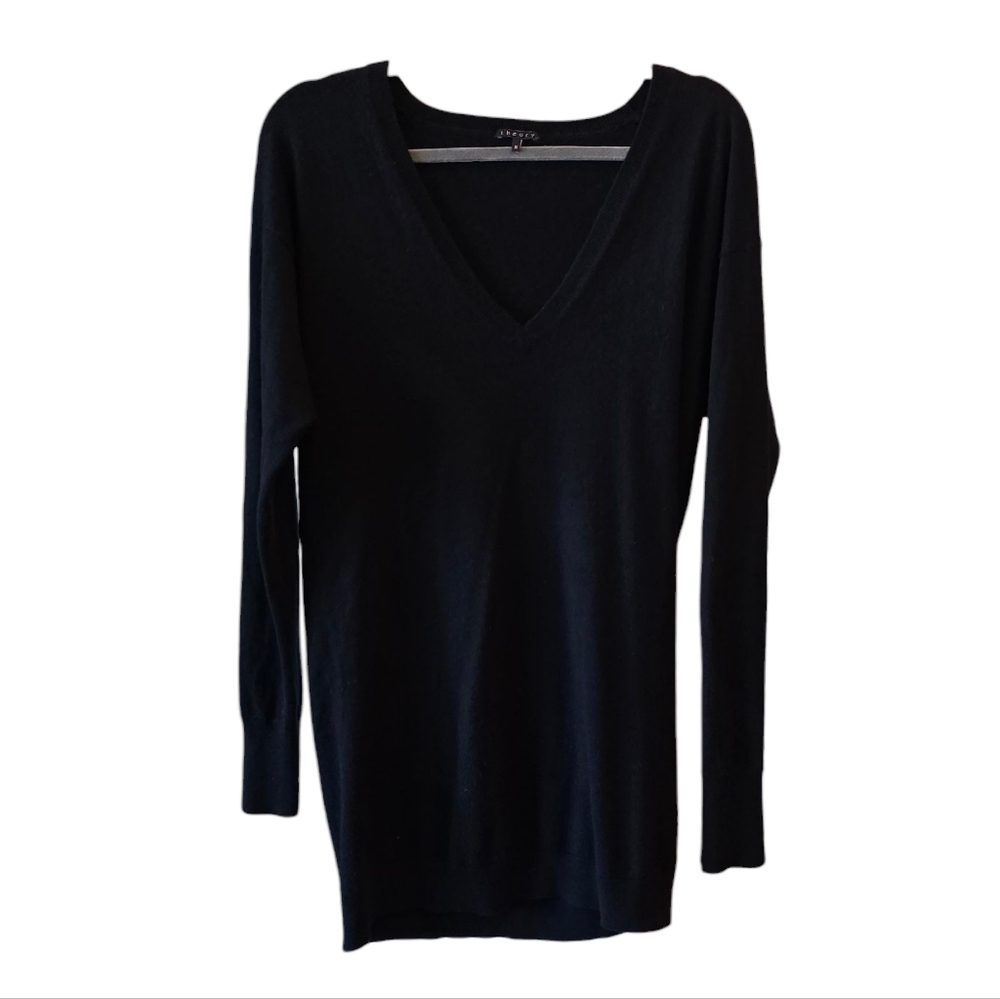 💙 THEORY 100% Cashmere Black Long Sleeve Sweater Dress